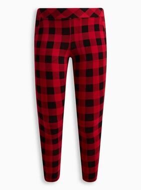 Torrid Red Buffalo Plaid Pocket Leggings Full Length Stretch Size 3 NWOT